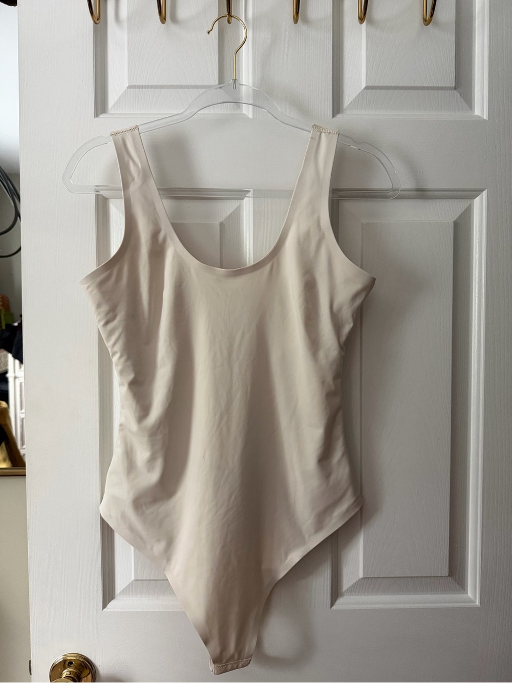 Cream Scoop-Neck Shaping Tank Bodysuit